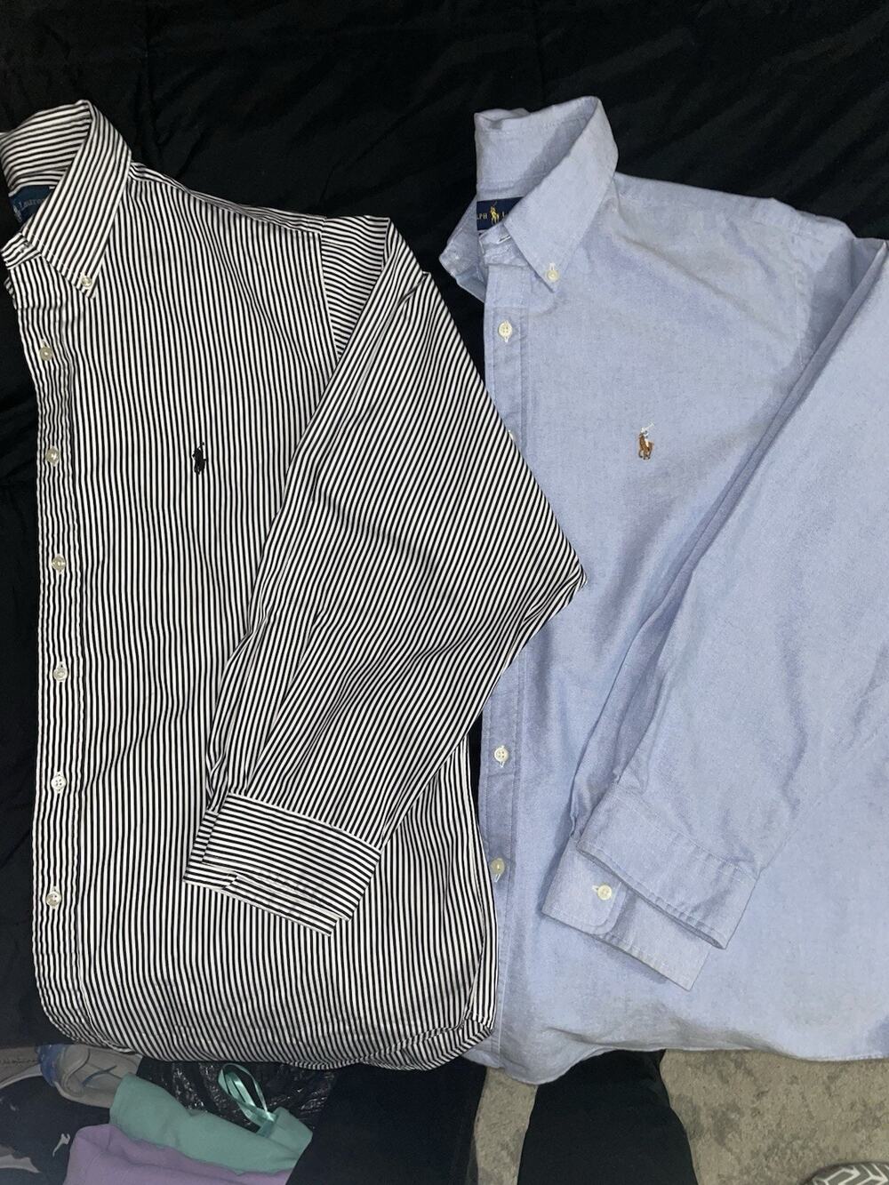 Set Of 2 Mens Polo Ralph Lauren Striped Long Sleeve Shirts Pink Blue Size XXL